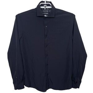 Denim & Flower Ricky Singh Mens Classic Black 8-Way Stretch Wrinkle Free Shirt L